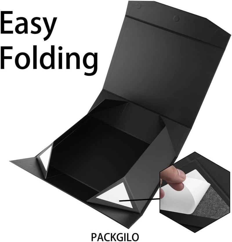 PACKGILO Black Extra Large Gift Box with Lid 4 Pcs 16.5 x 13 x 5.3 Inches, Gift Box large Black Gift Boxes for Presents Clothes Robe Wedding Dress Sweater,Reusable Foldable Bridesmaid Proposal Box（Matte） - Image 5